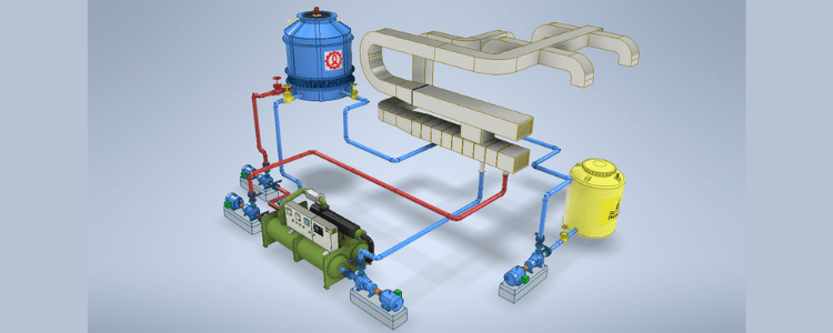 Water Cooled Chiller System and A Cooling Tower